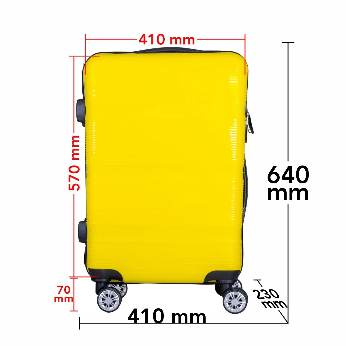 Troler voiaj Mediu, Naimeed D6023, 4 roti duble 360 grade, PP, inchidere cifru, Galben, 41x23x57cm