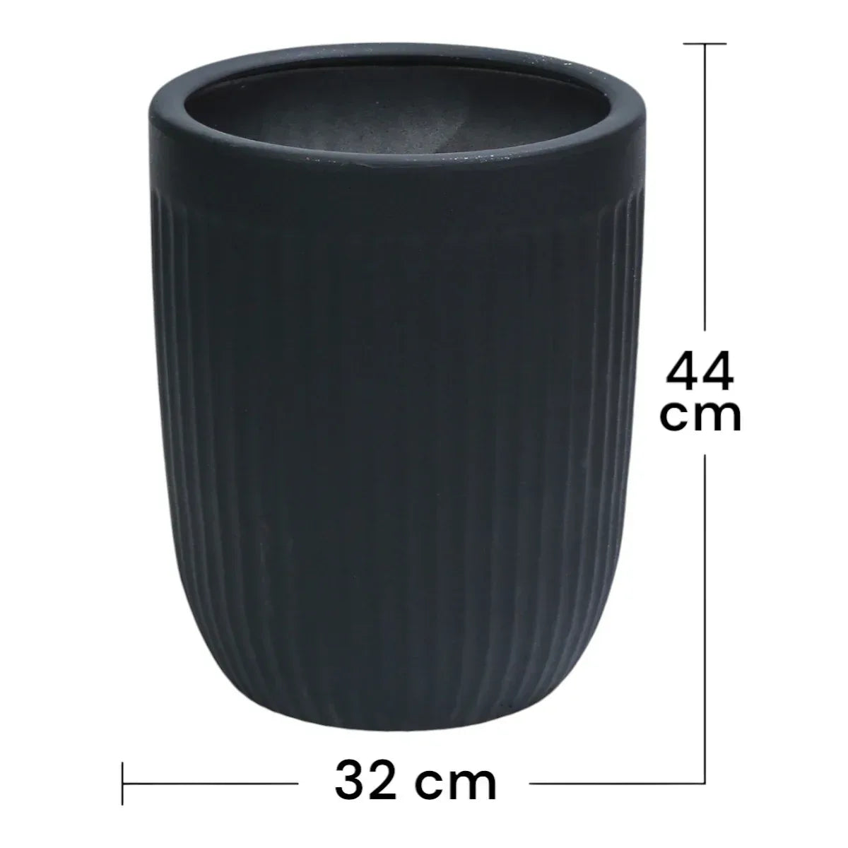 Ghiveci ecologic, Eco-friendly, Naimeed D6359, Mediu, din materiale minerale, Negru, 44x32x32cm