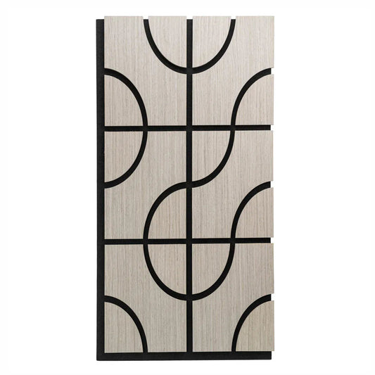 Set 5 Panouri riflaje acustice decorative, HDF si pasla, Naimeed D6757, 90x45x1.8cm, Gri