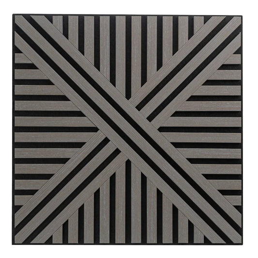 Set 5 Panouri riflaje acustice decorative, MDF si pasla, Naimeed D6765, 60x60x1.8cm, Gri