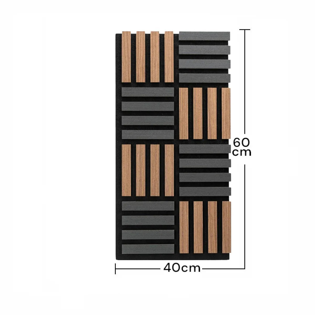 Set 5 Panouri riflaje acustice decorative, MDF si pasla, Naimeed D6772, 70x35x2.1cm, Stejar inchs/Negru