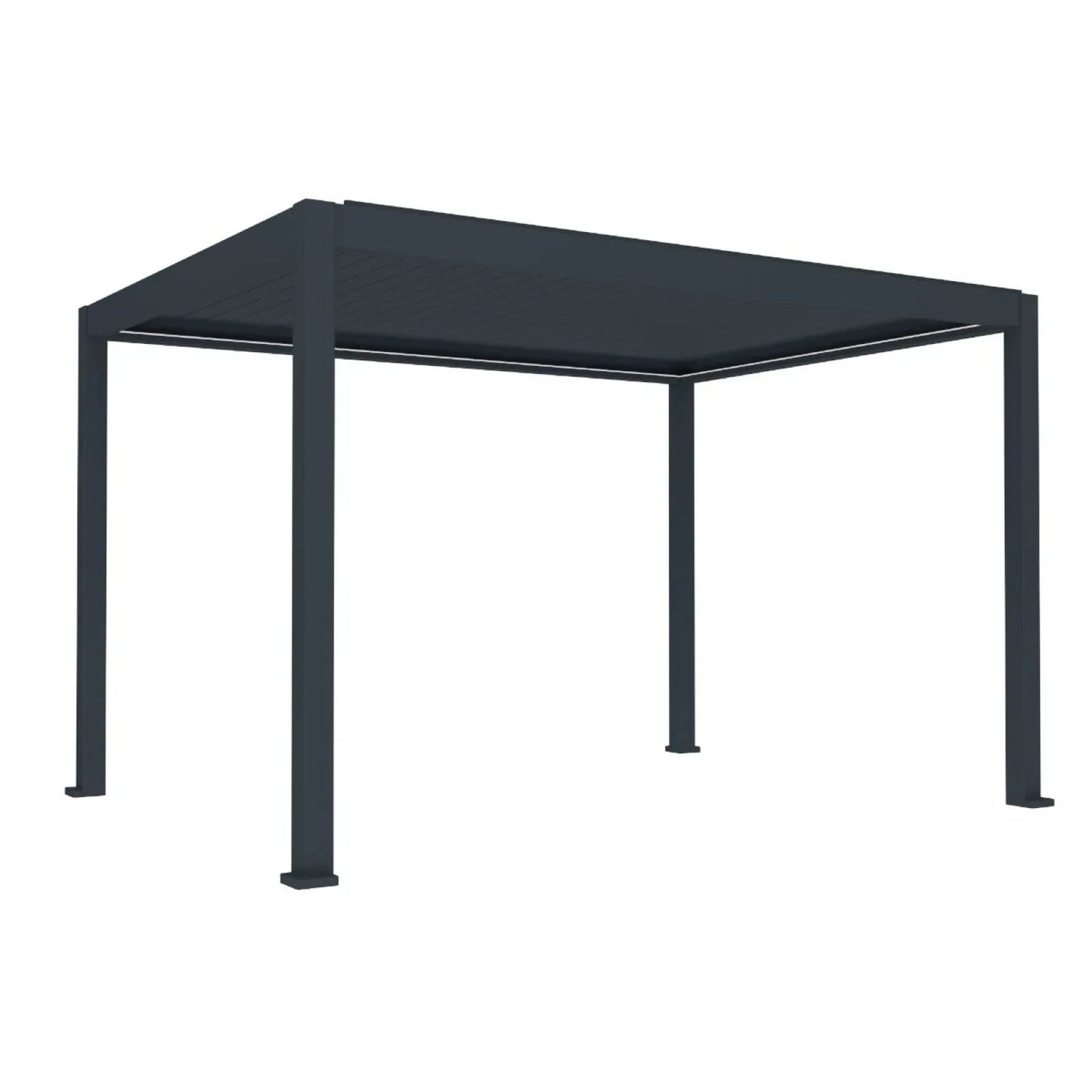 Pergola bioclimatica, iluminare LED, aluminiu, acoperis motorizat, Naimeed D6783, 400x300x250cm, Gri antracit