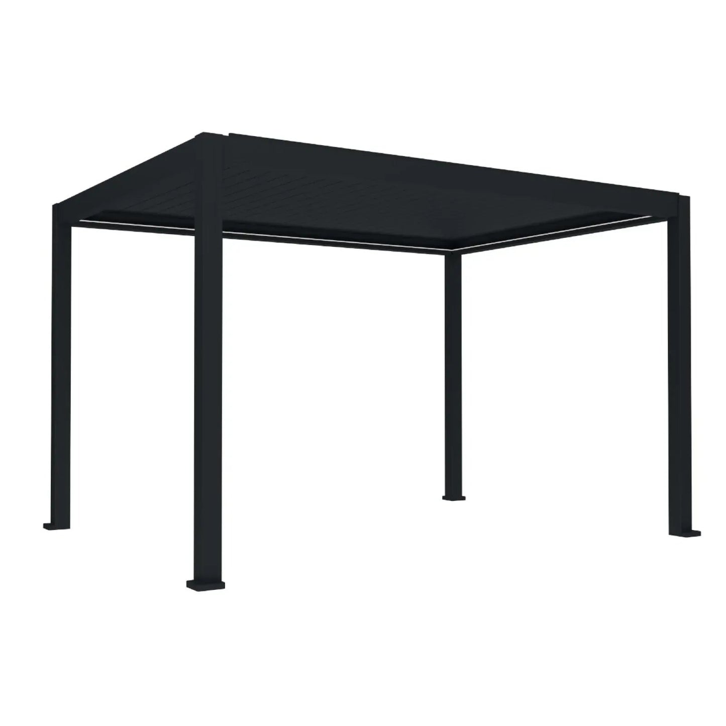 Pergola bioclimatica, iluminare LED, aluminiu, acoperis motorizat, Naimeed D6784, 400x300x250cm, Negru