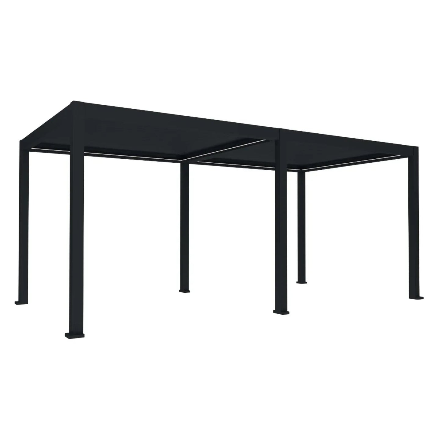 Pergola bioclimatica, iluminare LED, aluminiu, acoperis motorizat, Naimeed D6787, 600x300x250cm, Negru