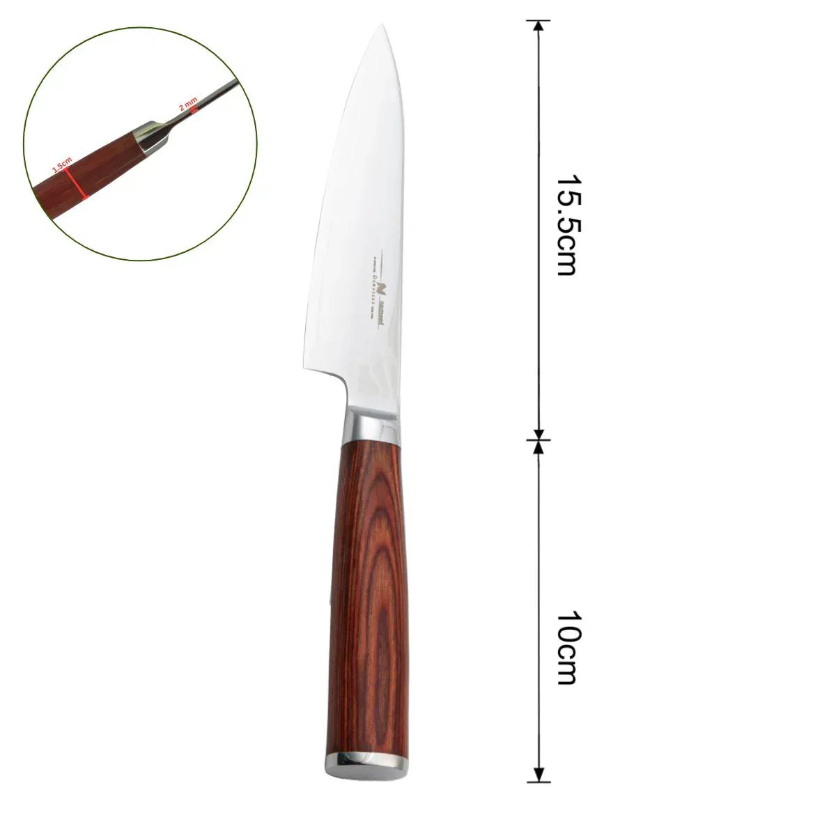 Cutit multifunctional, din otel Damascus, Naimeed D6830, damasc 67 straturi, 25.5 cm, Maro