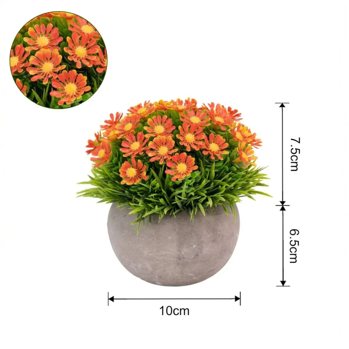 Planta artificiala, tip Asper, cu ghiveci de hartie, Naimeed D6927, 12x10 cm, Portocaliu