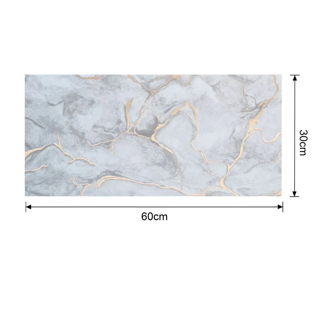 Set 6 panouri decorative autoadezive cu folie de aluminiu, efect marmura, suprafata acoperita 1.08 m², Naimeed D7106, 60x30 cm, Gri