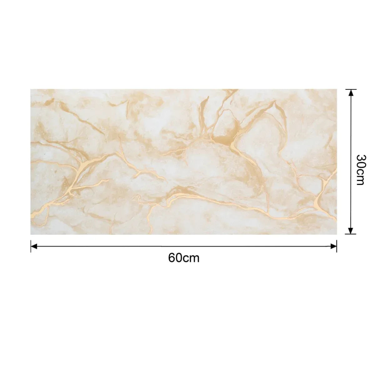 Set 6 panouri decorative autoadezive cu folie de aluminiu, efect marmura, suprafata acoperita 1.08 m², Naimeed D7107, 60x30 cm, Crem