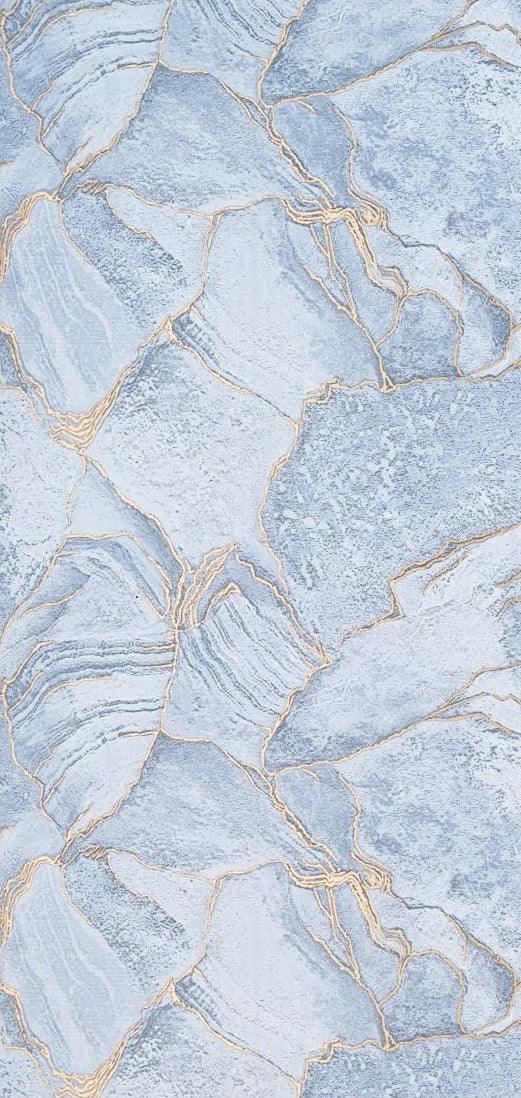 Set 6 panouri decorative autoadezive cu folie de aluminiu, efect marmura, suprafata acoperita 1.08 m², Naimeed D7112, 60x30 cm, Albastru