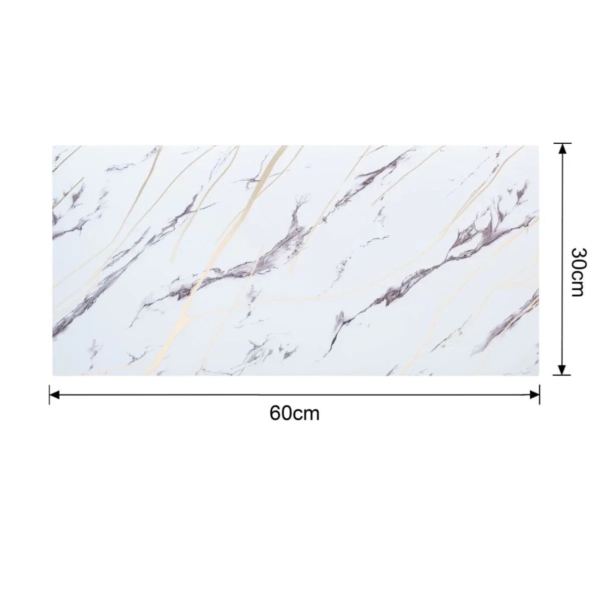 Set 6 panouri decorative autoadezive cu folie de aluminiu, efect marmura, suprafata acoperita 1.08 m², Naimeed D7124, 60x30 cm, Alb