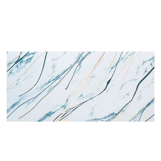 Set 6 panouri decorative autoadezive cu folie de aluminiu, efect marmura, suprafata acoperita 1.08 m², Naimeed D7125, 60x30 cm, Alb/Albastru