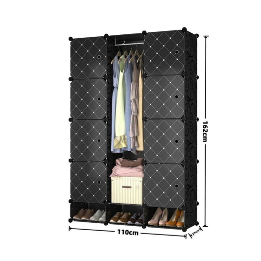 Dulap Modular, 8 Usi, Naimeed D7137, 162x110x37cm, Negru