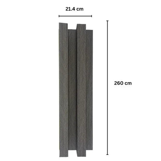 Panou decorativ riflaj WPC, montaj rapid, rezistenta ridicata, Naimeed D7518, 260x21.4x6cm, gri