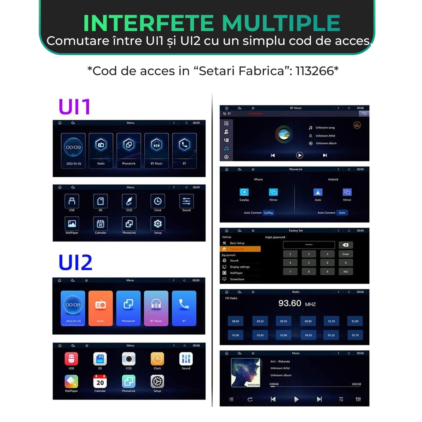 Navigatie Auto Timebox, Apple CarPlay, Android Auto, Wireless, USB 2, Aux