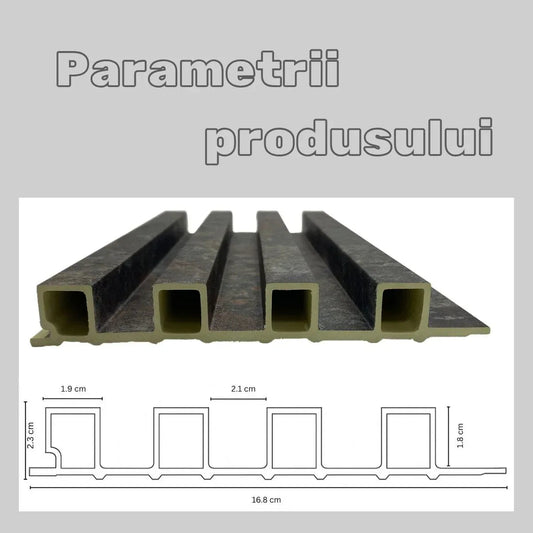 Panou decorativ riflaj WPC, montaj rapid, rezistenta ridicata, Naimeed D7532, 260x16.8x2.3cm, alb