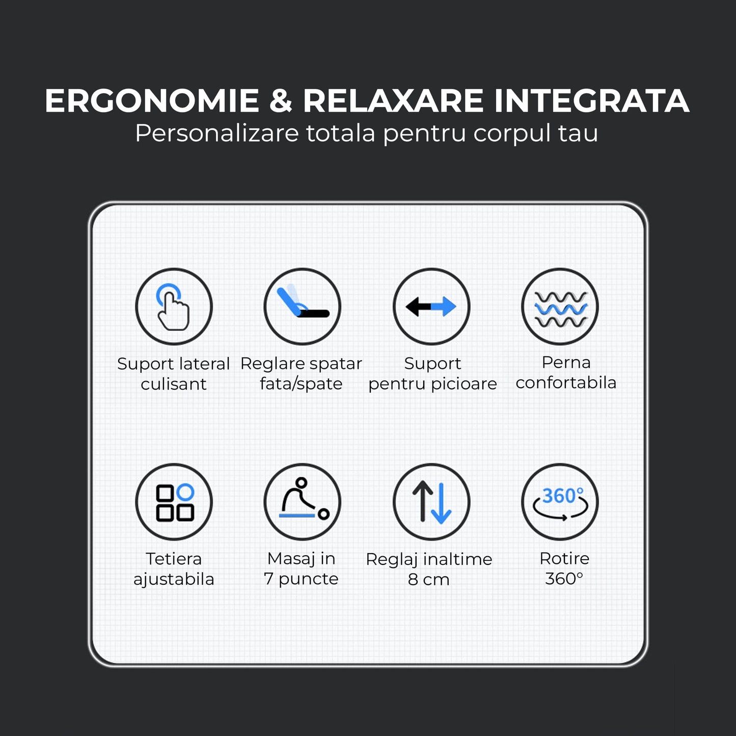 Scaun de Birou cu Masaj Timebox, 125°, Reglabil pe Inaltime, Turcoaz