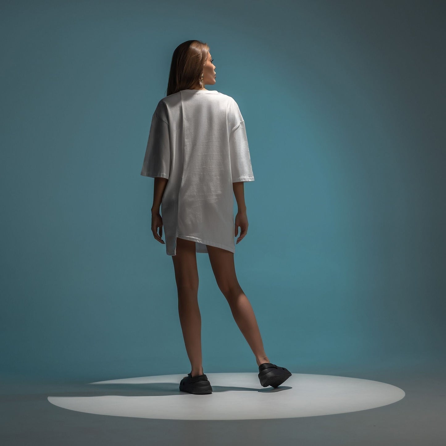 Tricou oversized long line boyfriend CarolinaD X Asimetrix Unisex