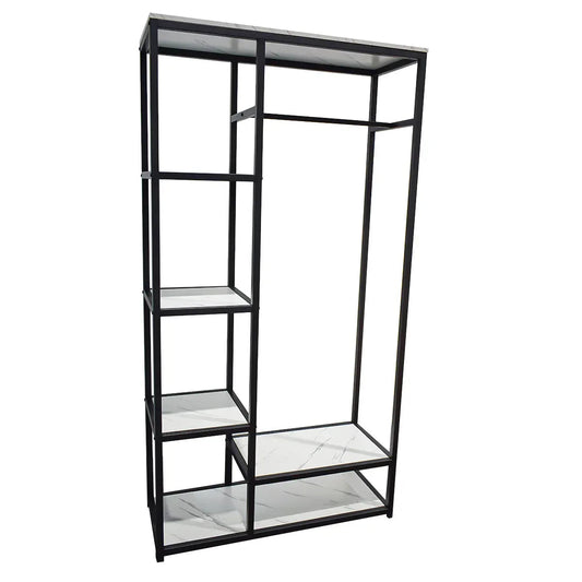 Raft metalic pentru haine, inaltime 194cm, Naimeed Y-2, Negru/Alb