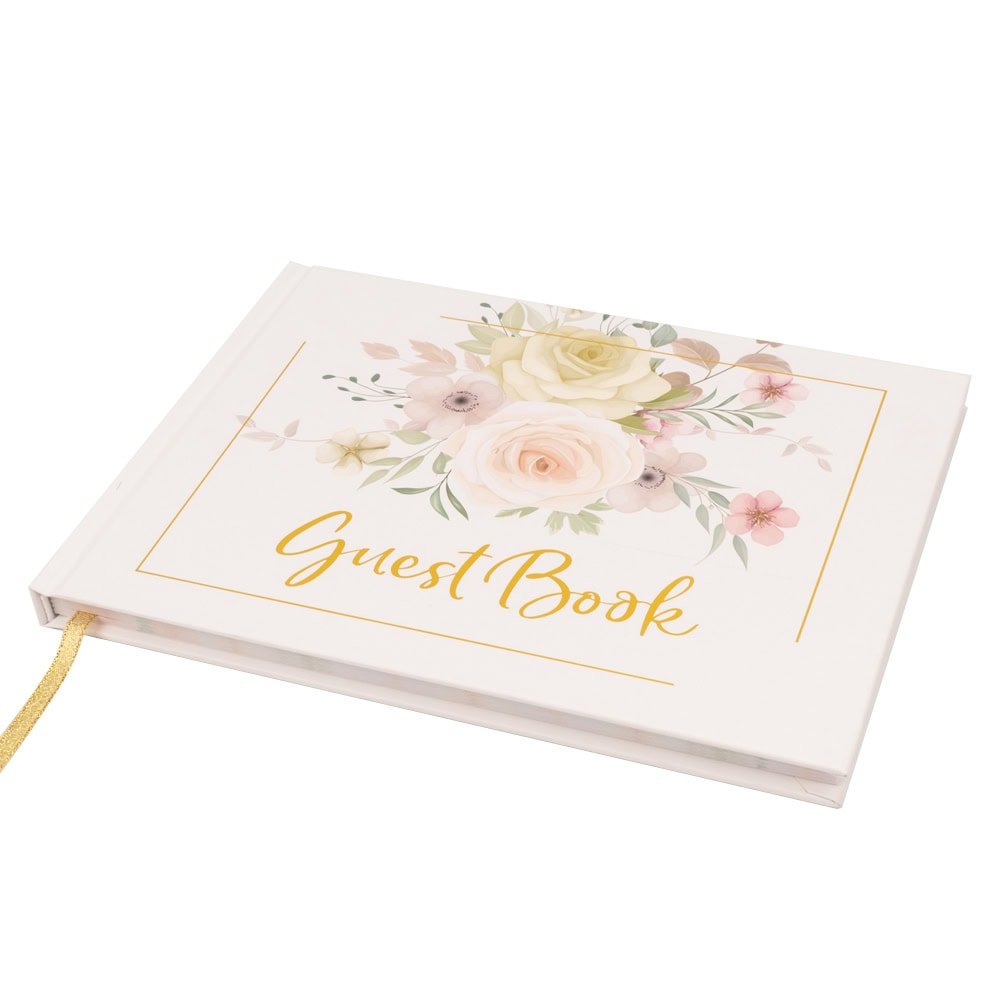Album pentru invitați model floral - Alb