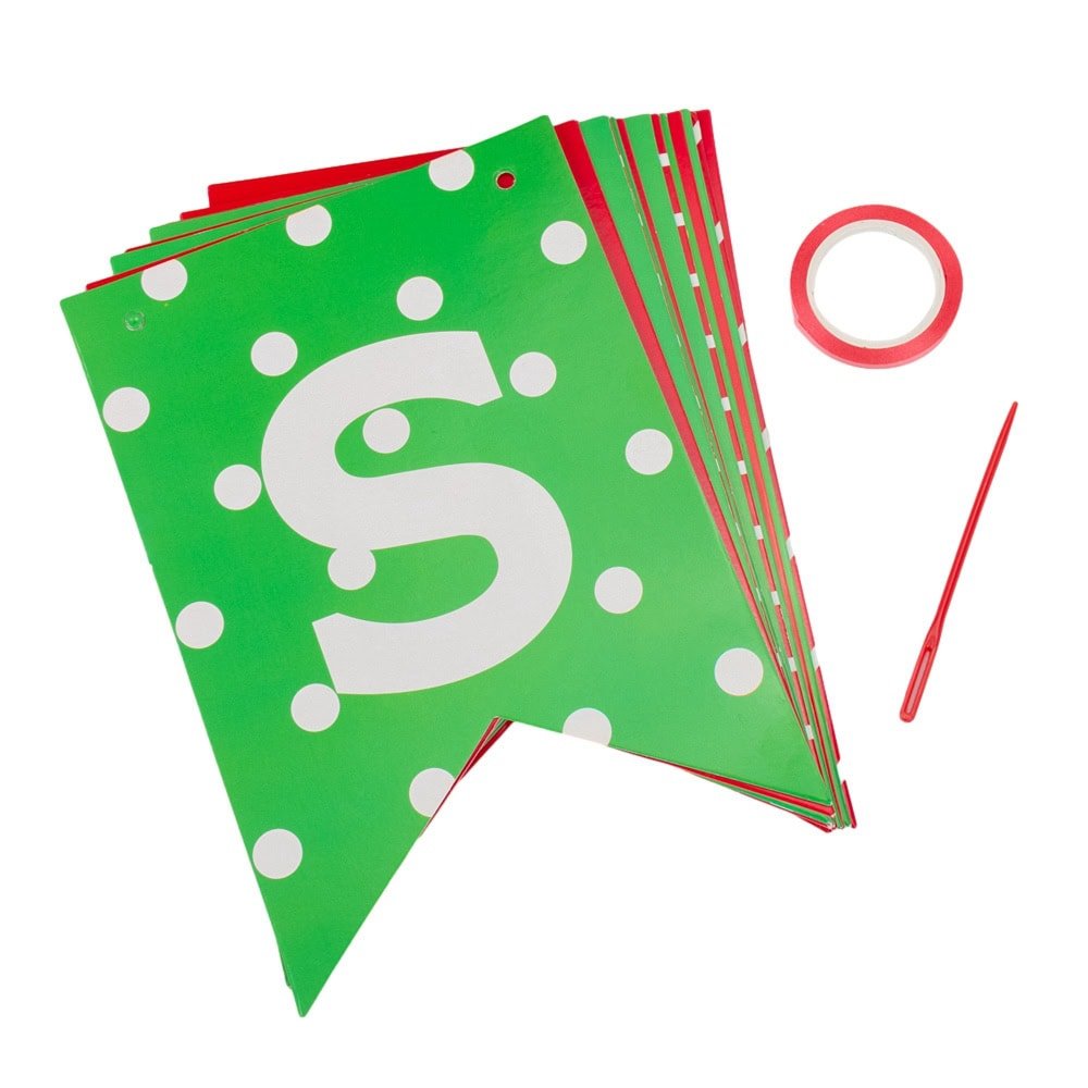 Banner Crăciun cu mesaj Merry Christmas - model 1 roșu și verde