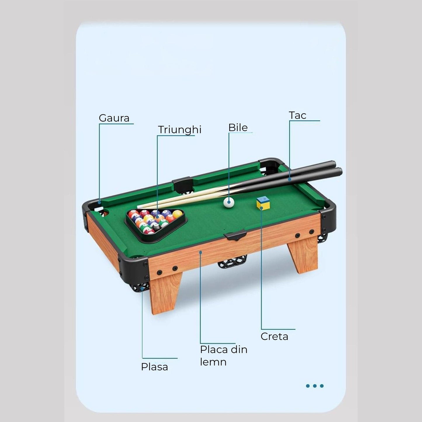Masa de Biliard Mini Timebox, Bile, Triunghi, Creta), Maro