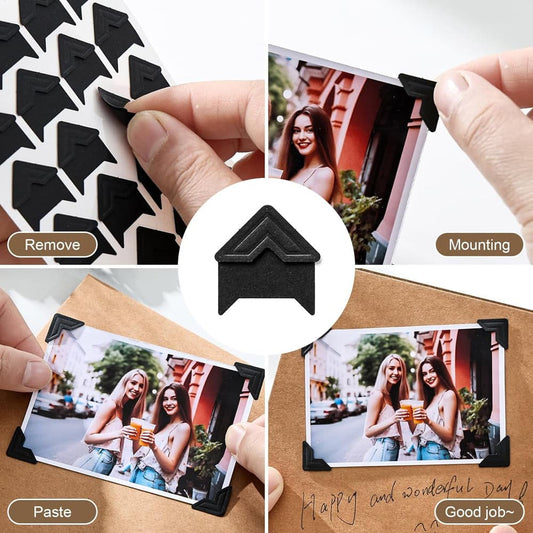 Colțare sticker pentru fotografii - negru (set 240 buc)