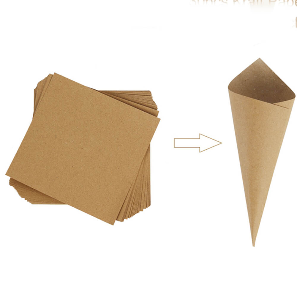 Con hârtie cu fundă iută 14,5x14,5cm - kraft (set 50 buc)