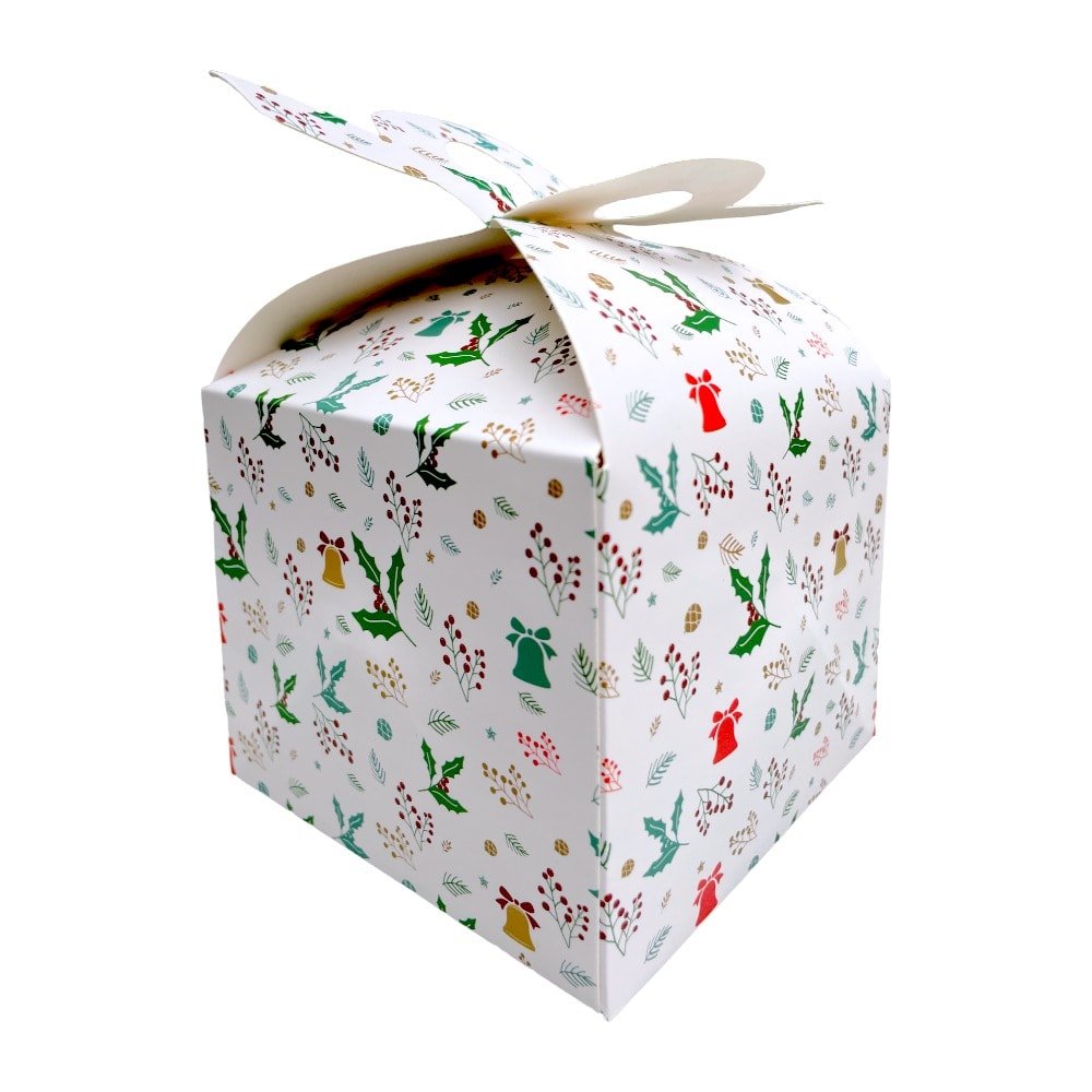 Cutie Crăciun cu mâner dublu - alb (set 12 buc) 12x12x10cm