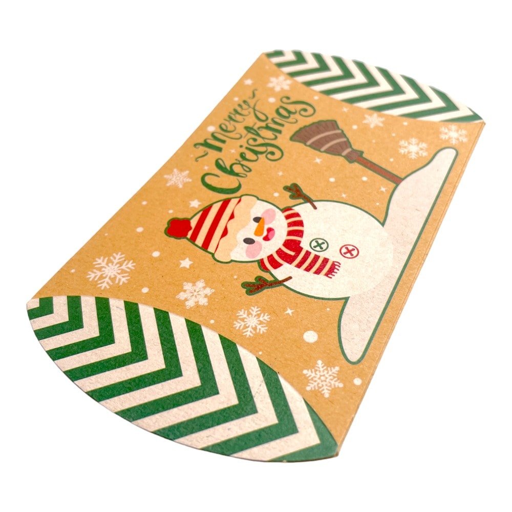 Cutie Crăciun kraft în formă de pernă - model 6 om de zăpadă (set 50 buc) 12x7.2x2.5cm