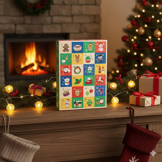 Cutie Crăciun tip calendar Advent cu 24 compartimente (set 5 buc)