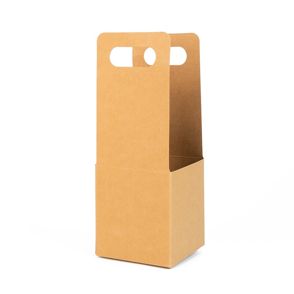 Cutie deschisă kraft cu mâner pentru un pahar 9x9x24cm (set 50 buc)