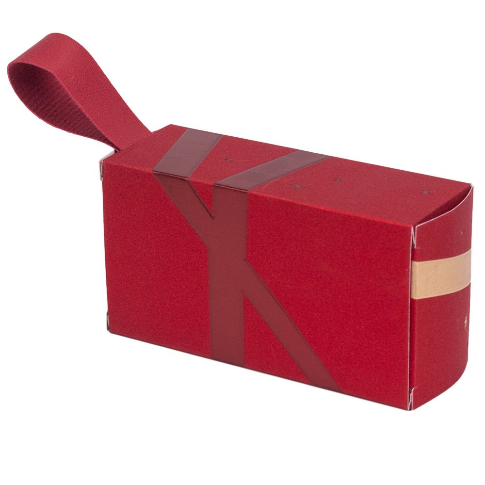 Cutie dreptunghiulară model cadou cu mâner - roșu (set 25 buc) - 12.5x6.8x4.5cm