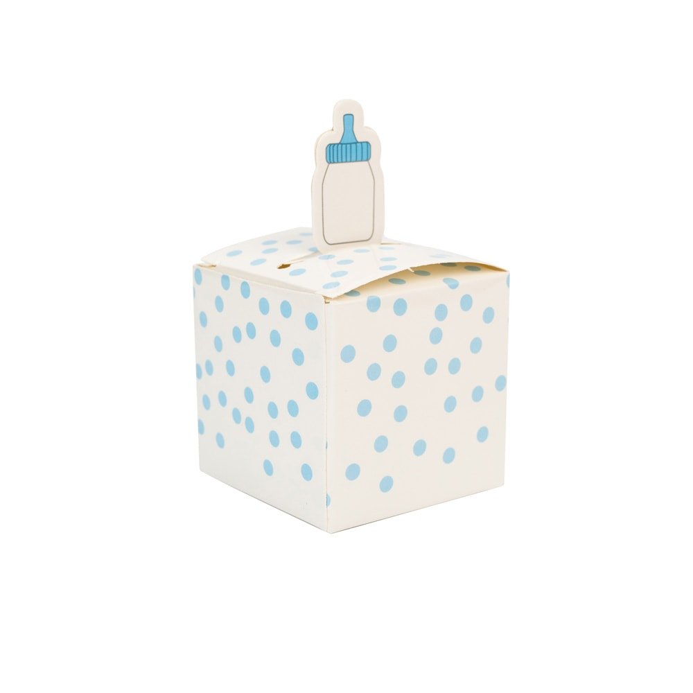 Cutie mică pătrată cu biberon - bleu (set 50 buc)