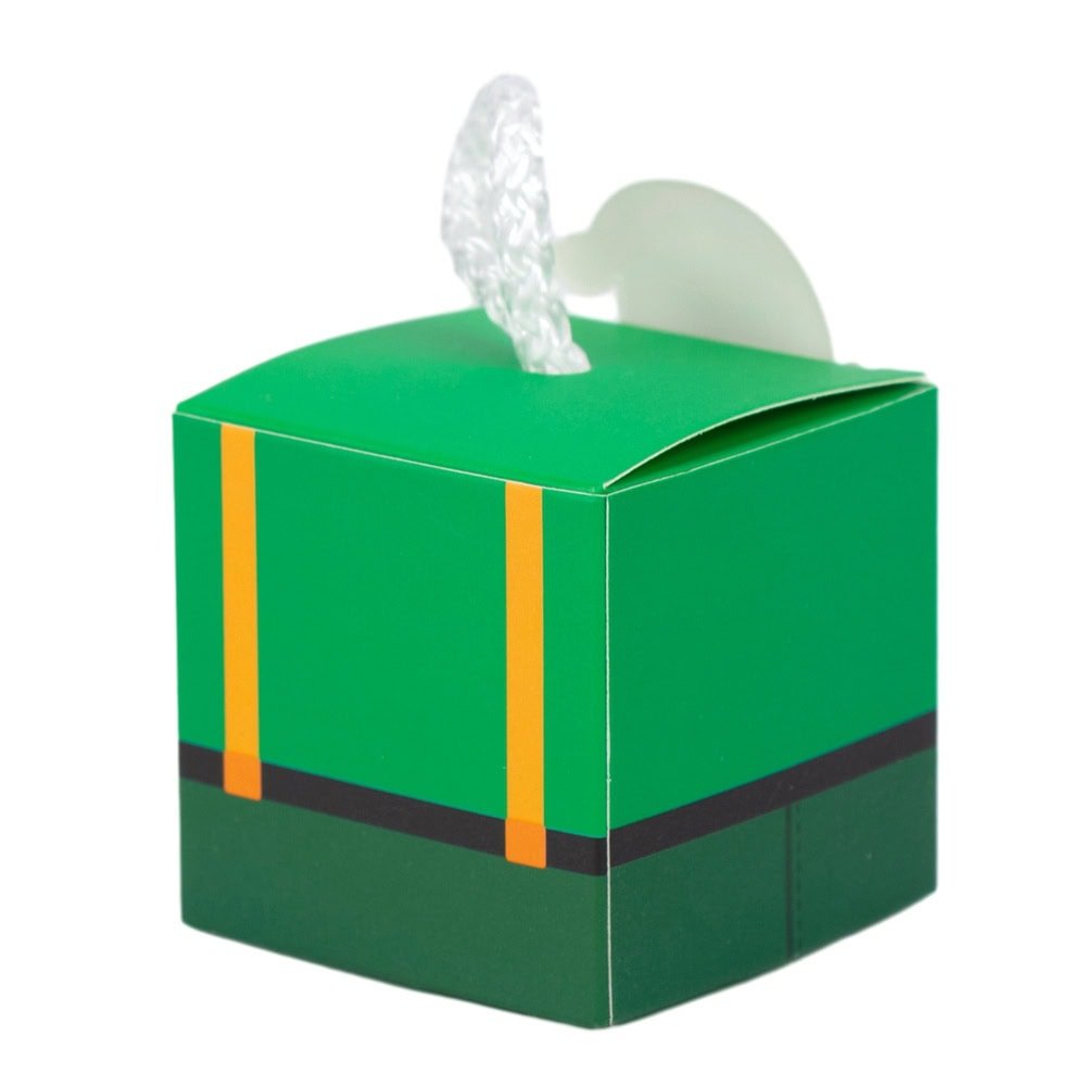 Cutie pătrată de Crăciun cu mâner de sfoară alb - verde (set 50 buc)