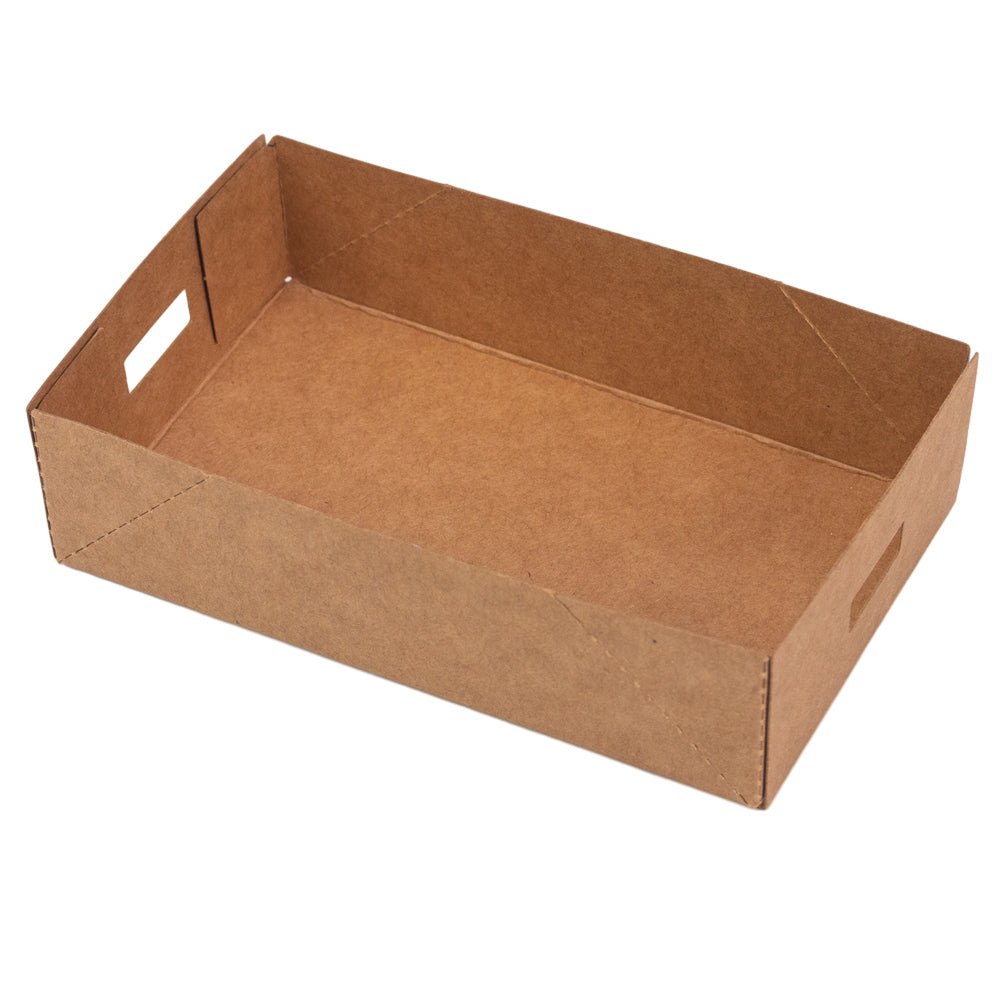 Cutie tavă cu mânere - kraft (set 50 buc) - 12.5x7.5x3.5cm