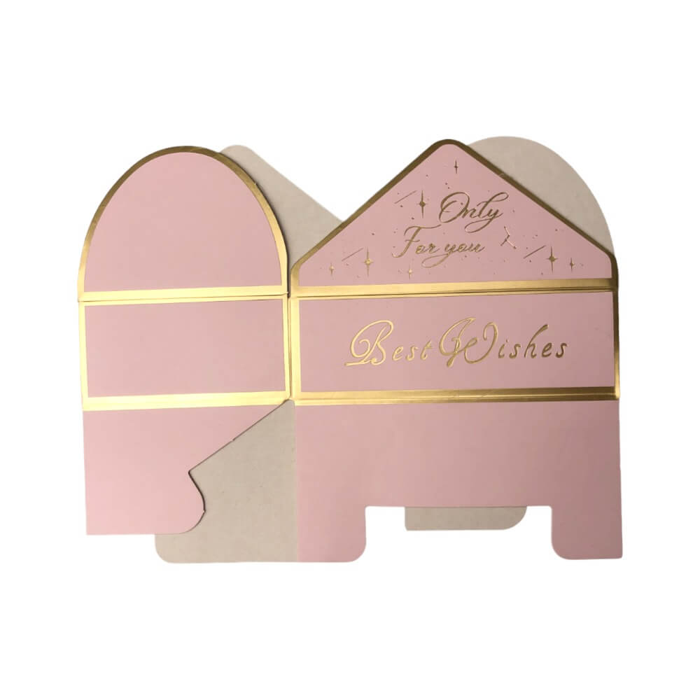 Cutie tip plic din hârtie cu sigiliu auriu 10.5x7x3.5cm - roz (set 50 buc)