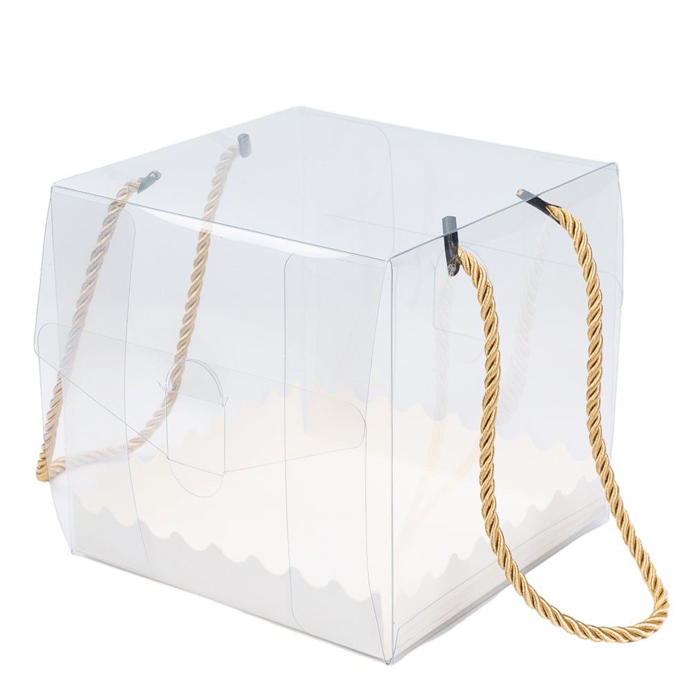 Cutii transparente cu bază albă și mâner (set 25 buc)