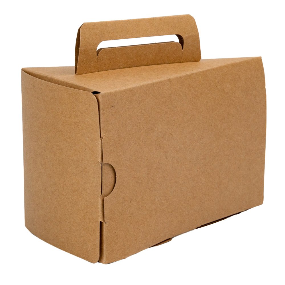Cutie triunghiulară din hârtie cu mâner - kraft (set 50 buc) - 10x15.5x9.5