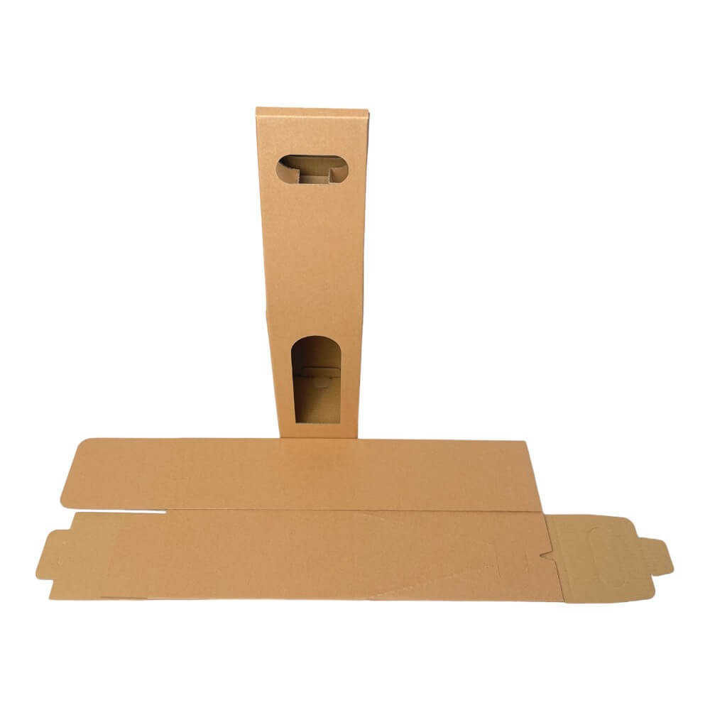 Cutii kraft cu mâner pentru o sticlă (set 10 buc)