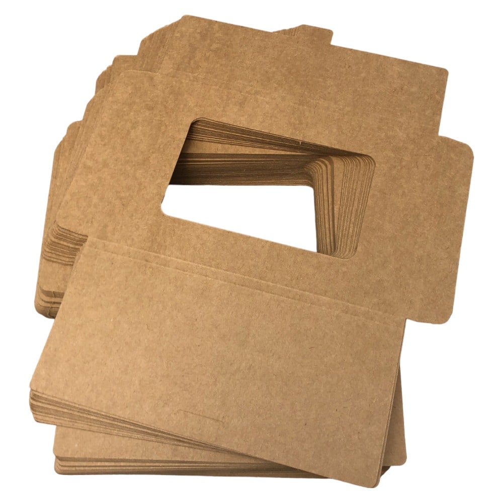 Cutii mici dreptunghiulare cu fereastră - kraft (set 100 buc) 15.5x10x0.5cm
