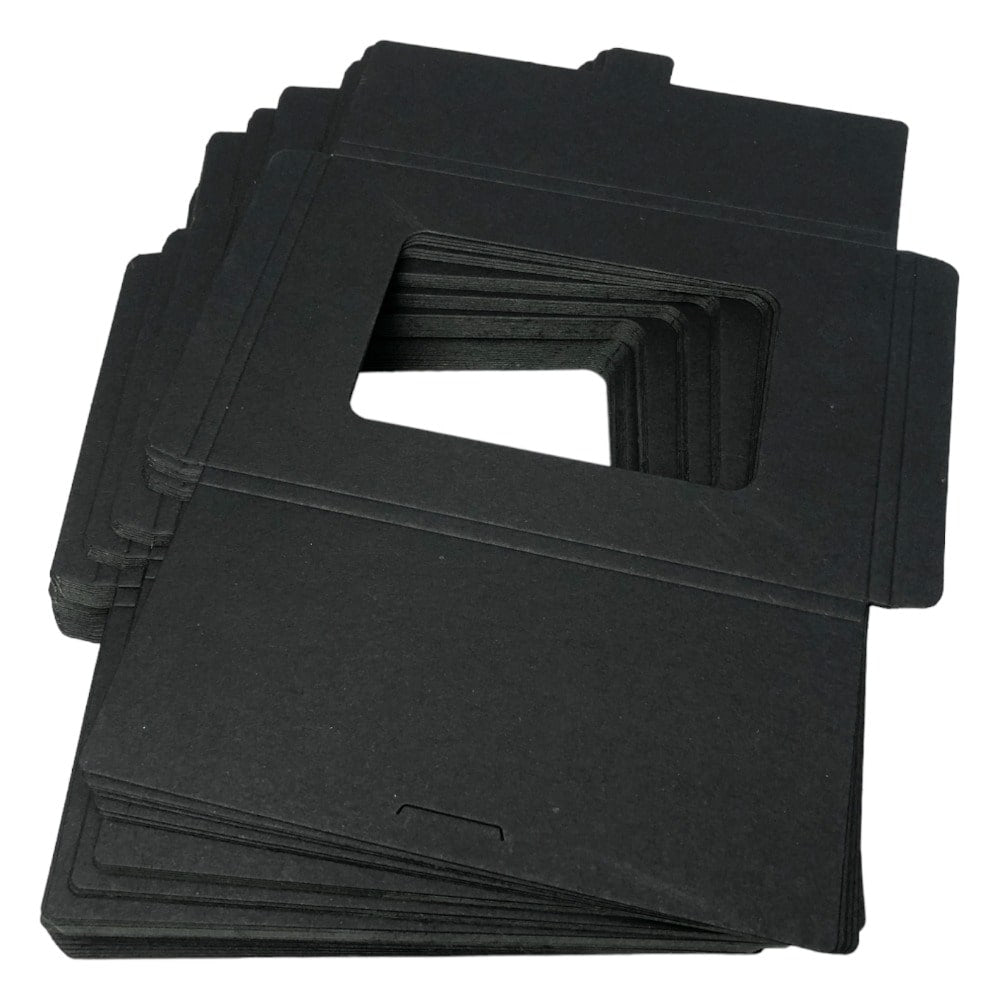 Cutii mici dreptunghiulare cu fereastră - negru (set 100 buc) 15.5x10x0.5cm