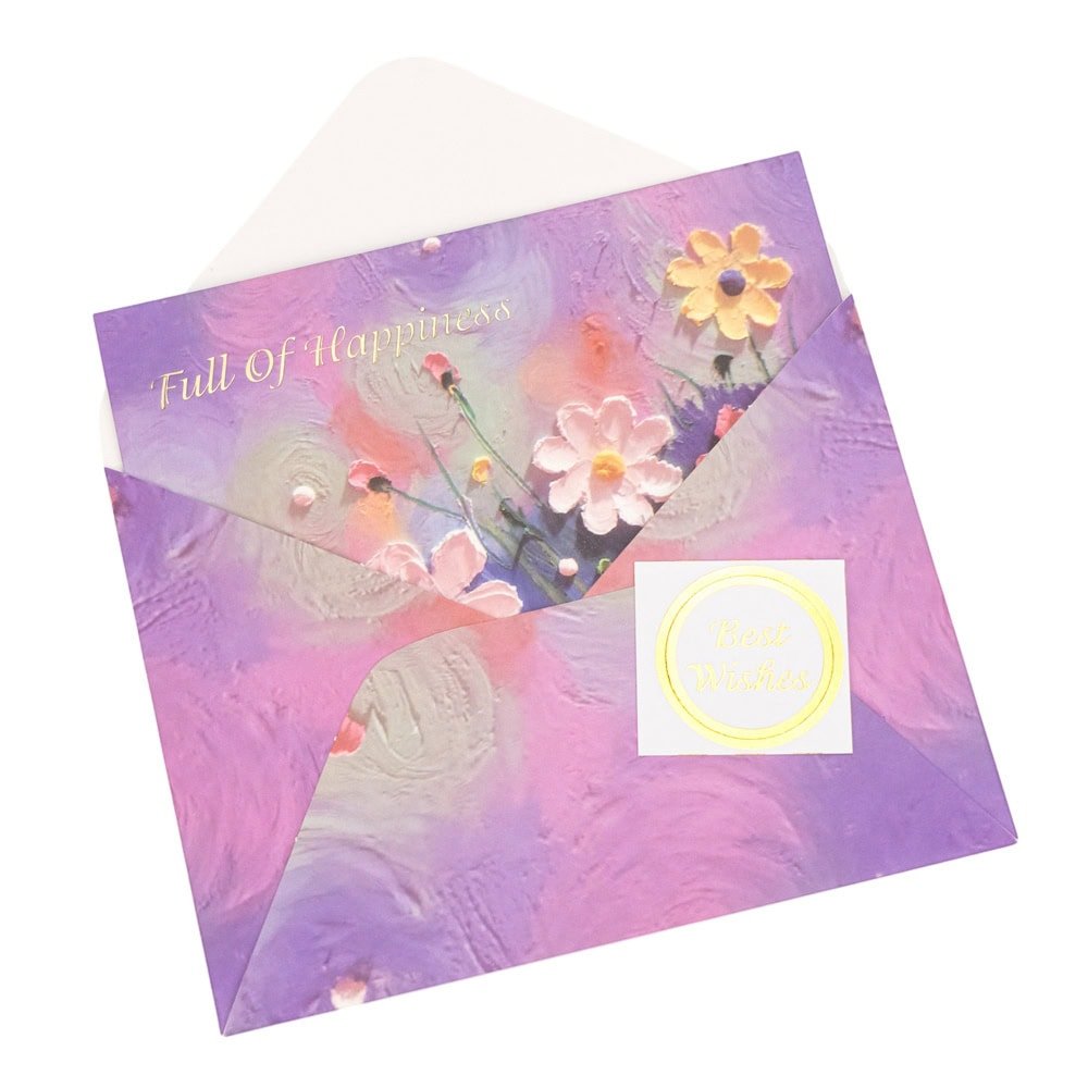 Felicitare stil pictură cu plic și sticker Best Wishes - model 4