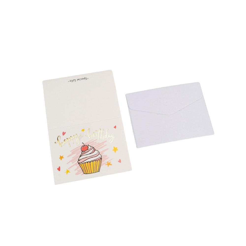 Felicitări hârtie cu mesaj Happy Birthday - model tort (set 6 buc)