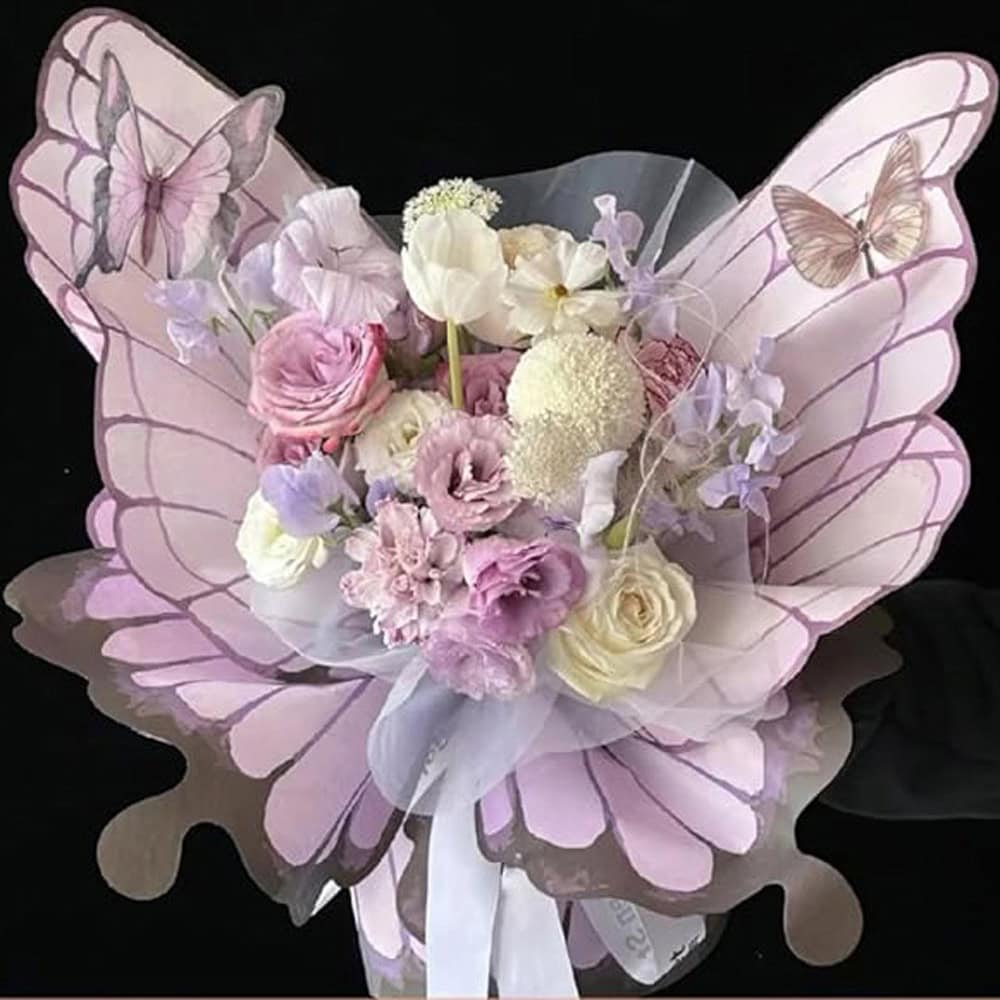 Foi de ambalat decorative model aripi de fluture - mov (set 10 buc)