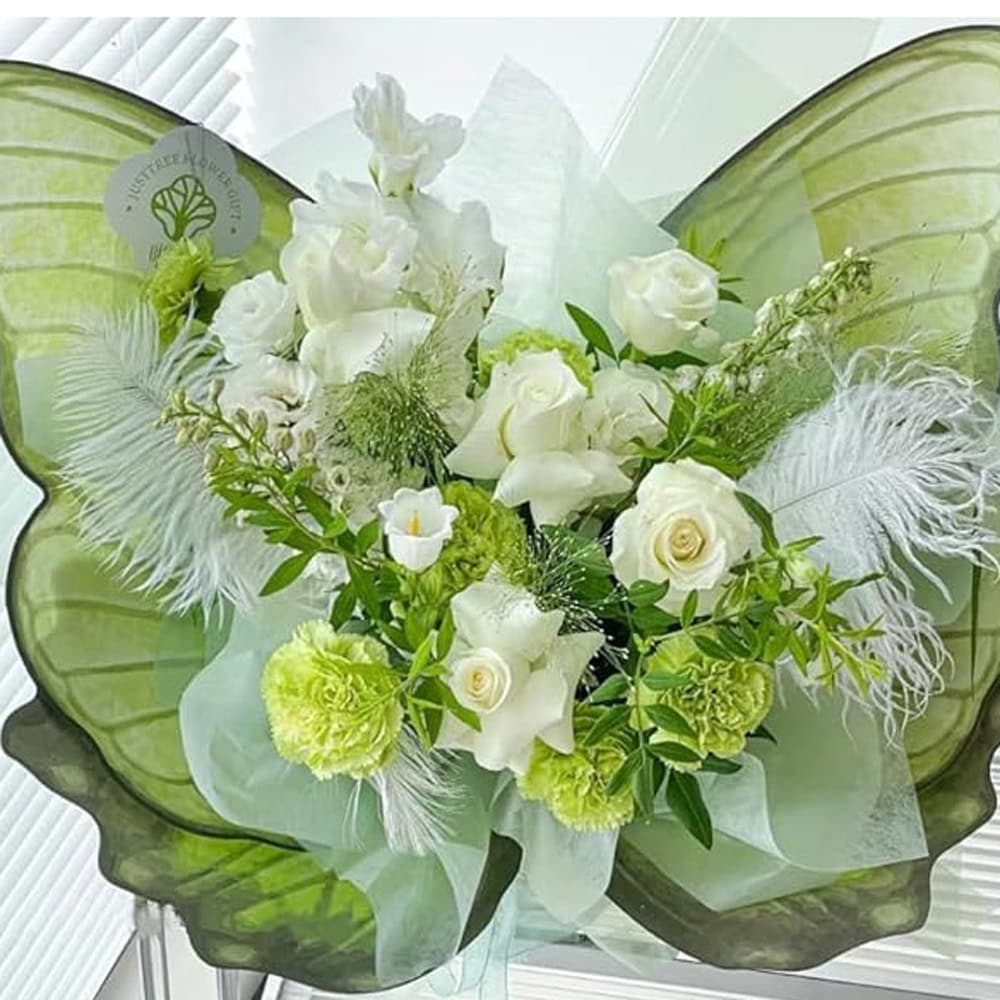 Foi de ambalat decorative model aripi de fluture - verde (set 10 buc)