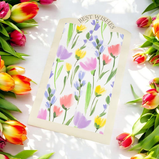 Foi de ambalat decorative model floral Best Wishes - galben (set 10 buc)