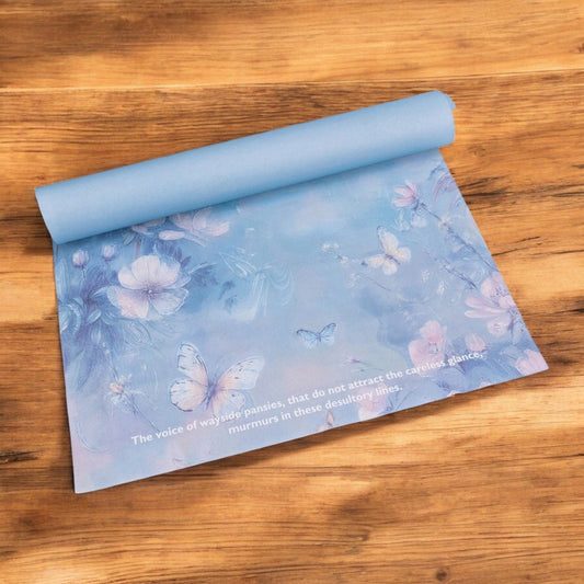Foi de ambalat decorative model floral și text - bleu (set 10 buc) 38x50cm