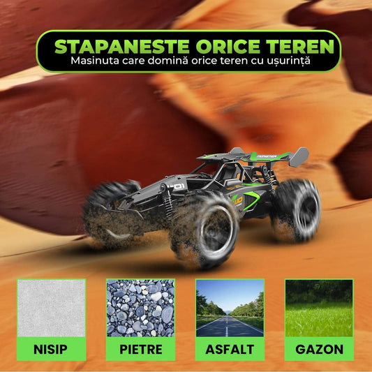Masina cu telecomanda Monster RC Truck Timebox, 25km/h, 1:18, 2WD, Negru/Verde