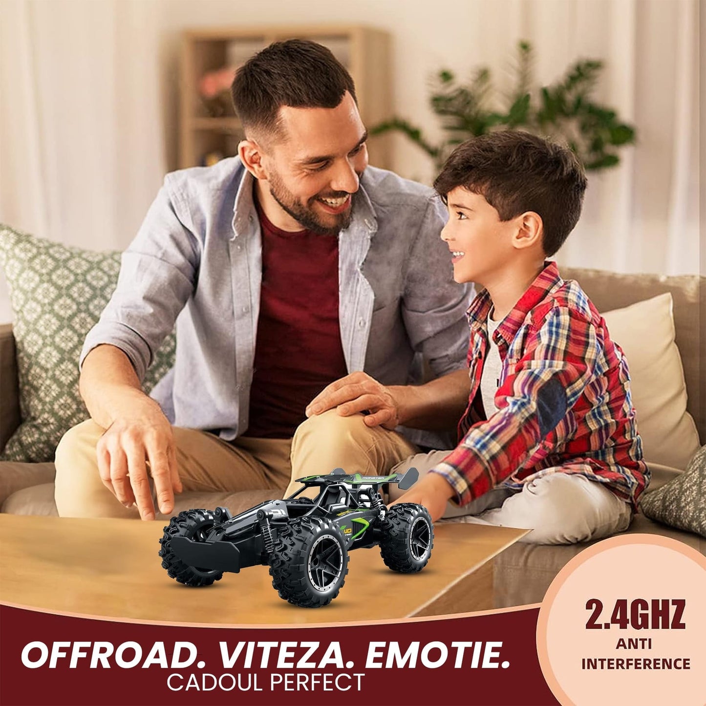 Masina cu telecomanda Monster RC Truck Timebox, 25km/h, 1:18, 2WD, Negru/Verde