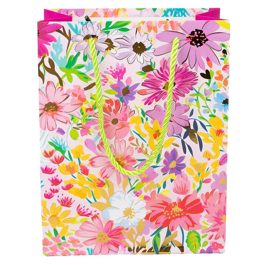 Pungi cadou cu model floral și dungă aurie, mix 4 modele (set 12 buc)